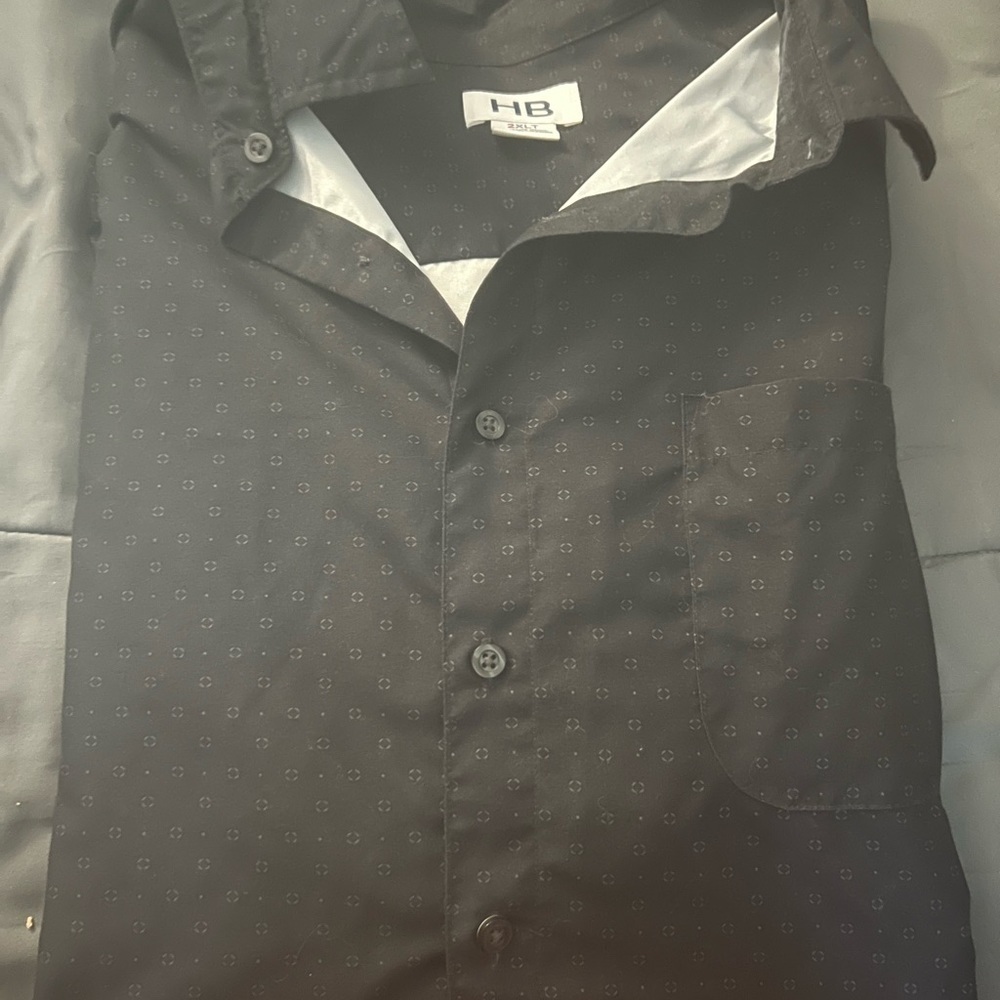 HARBOR BAY MENS BLACK DRESS SHIRT - Picture 3 of 6